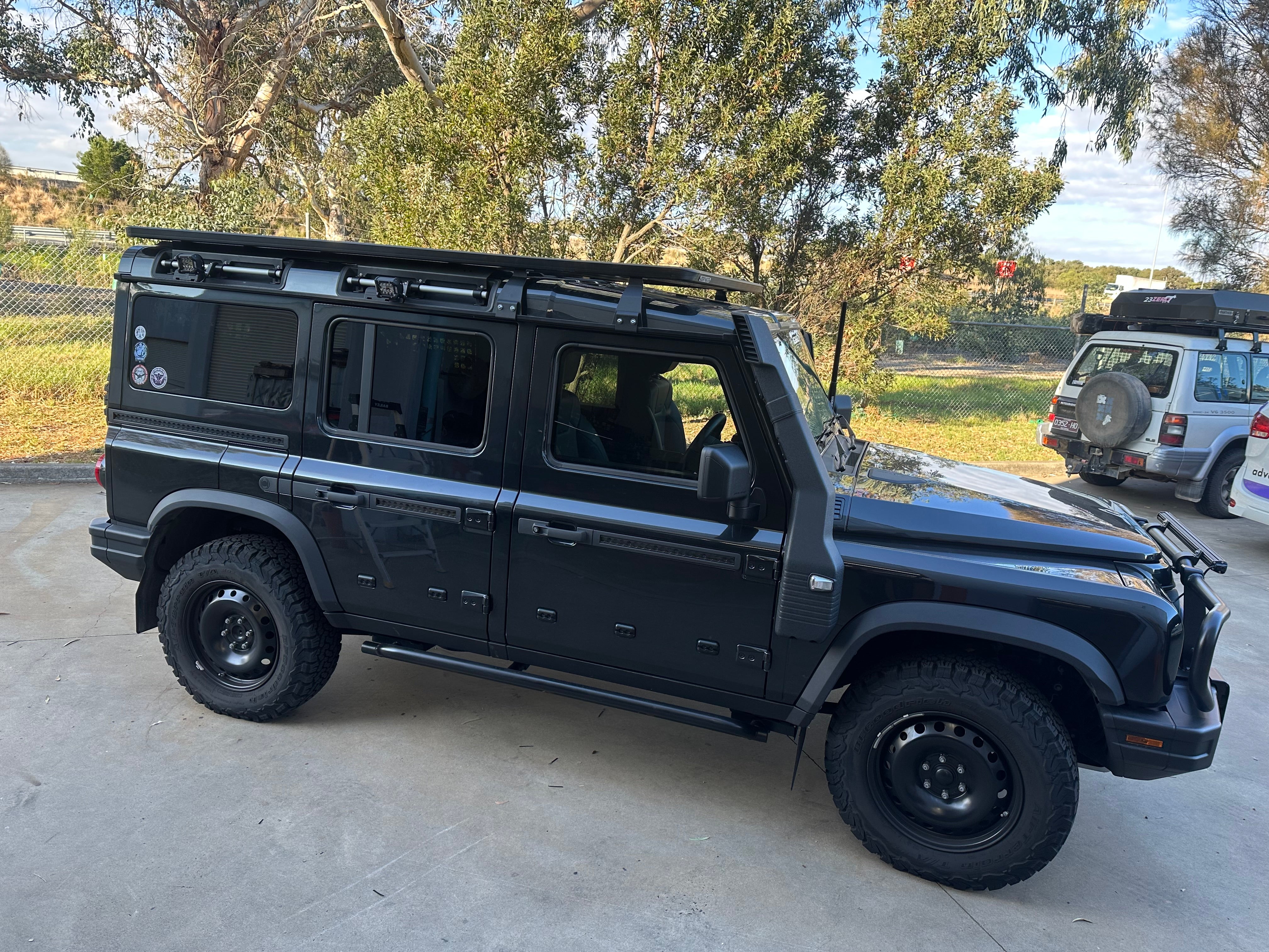 Factory Full Length Rhino Rack conversion kit by GrenX. Low Profile Roof rack Backbone Ineos Grenadier