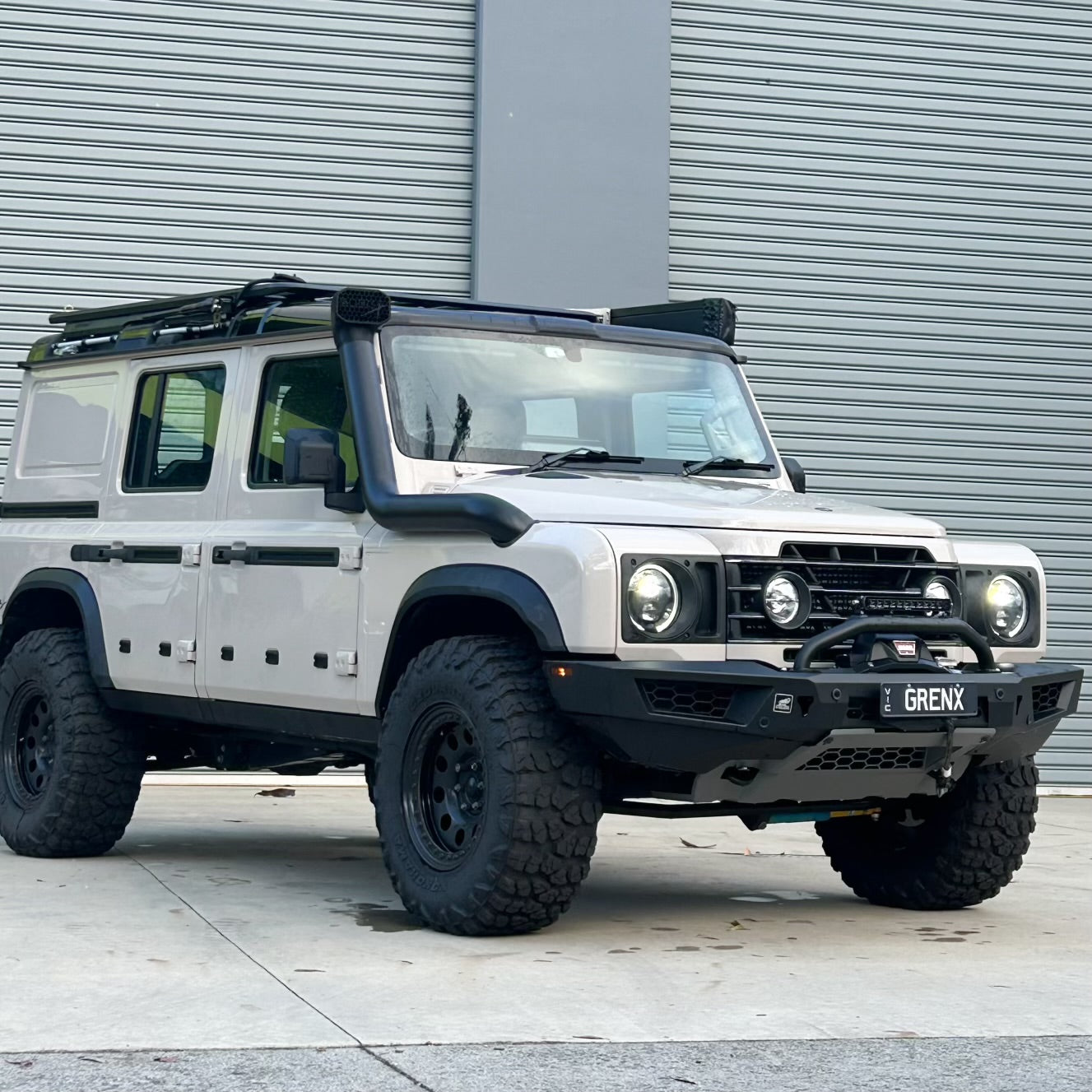 GrenX 4.5” Stainless Steel Snorkel System with Sealed Airbox Ineos Grenadier Ram Head