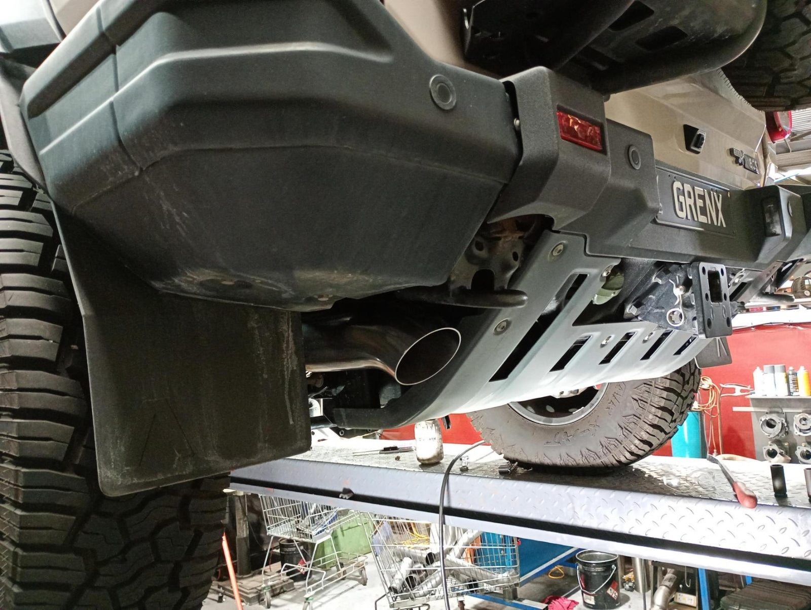 GrenX Exhaust INEOS Grenadier Paticulate Filter back system with Polished Tip 3" Fits Long Range Tank B57 Diesel
