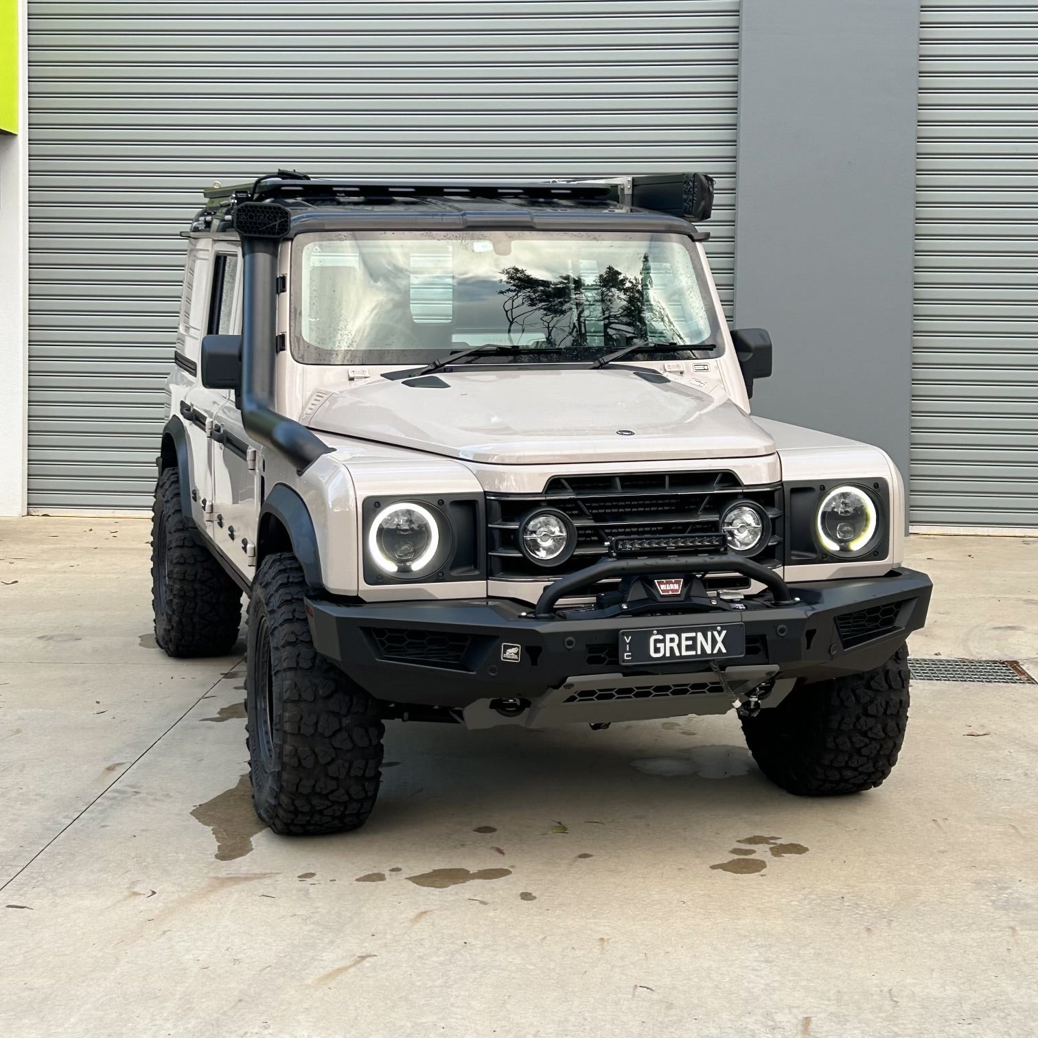 GrenX 4.5” Stainless Steel Snorkel System with Sealed Airbox Ineos Grenadier Ram Head