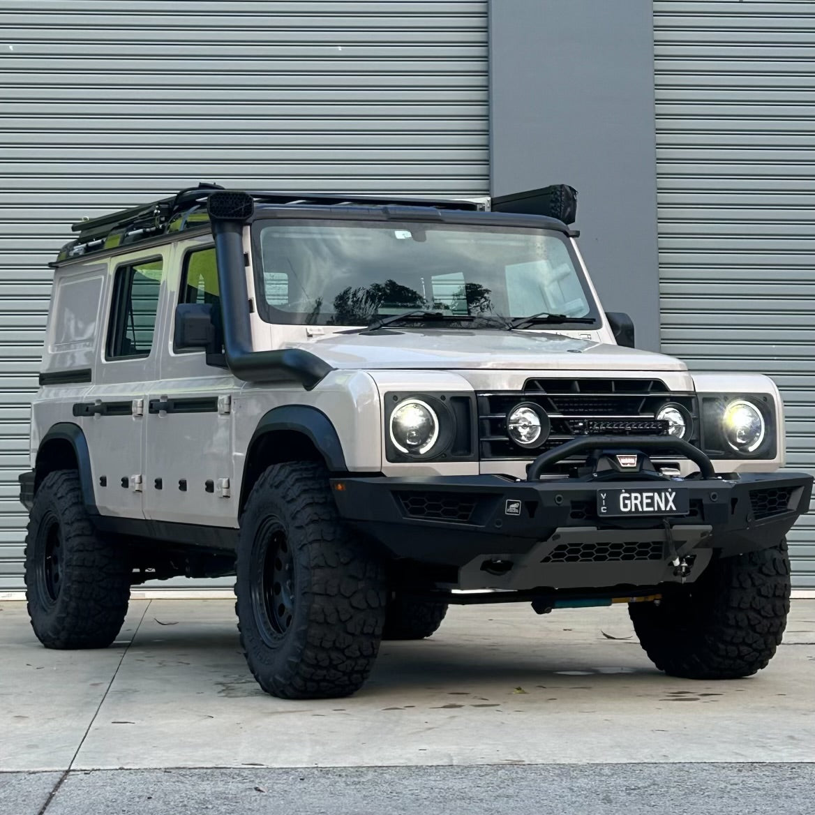 GrenX 4.5” Stainless Steel Snorkel System with Sealed Airbox Ineos Grenadier Ram Head