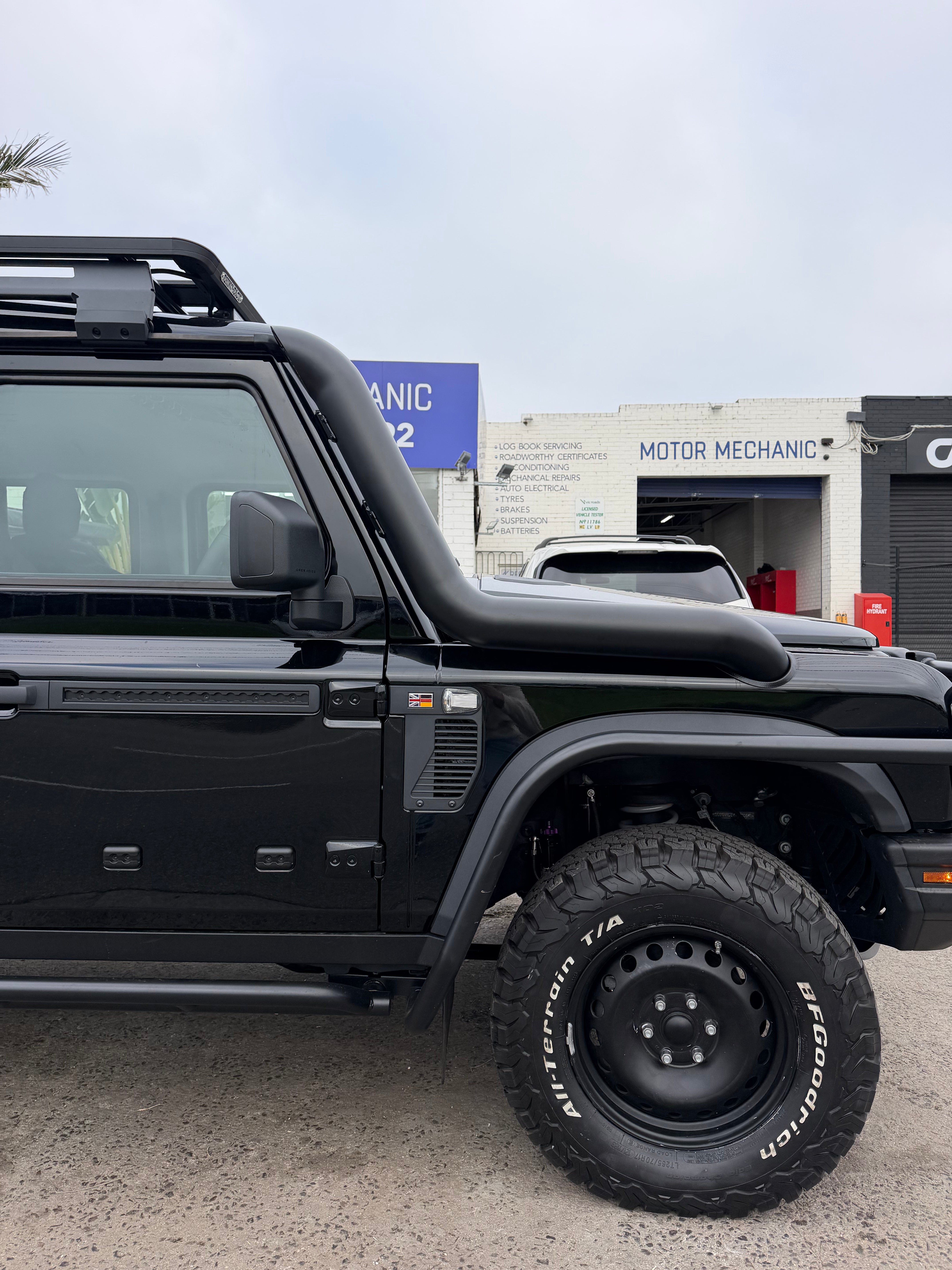 GrenX 4.5” Rear Facing Teardrop Stainless Steel Snorkel System using factory airbox Ineos Grenadier