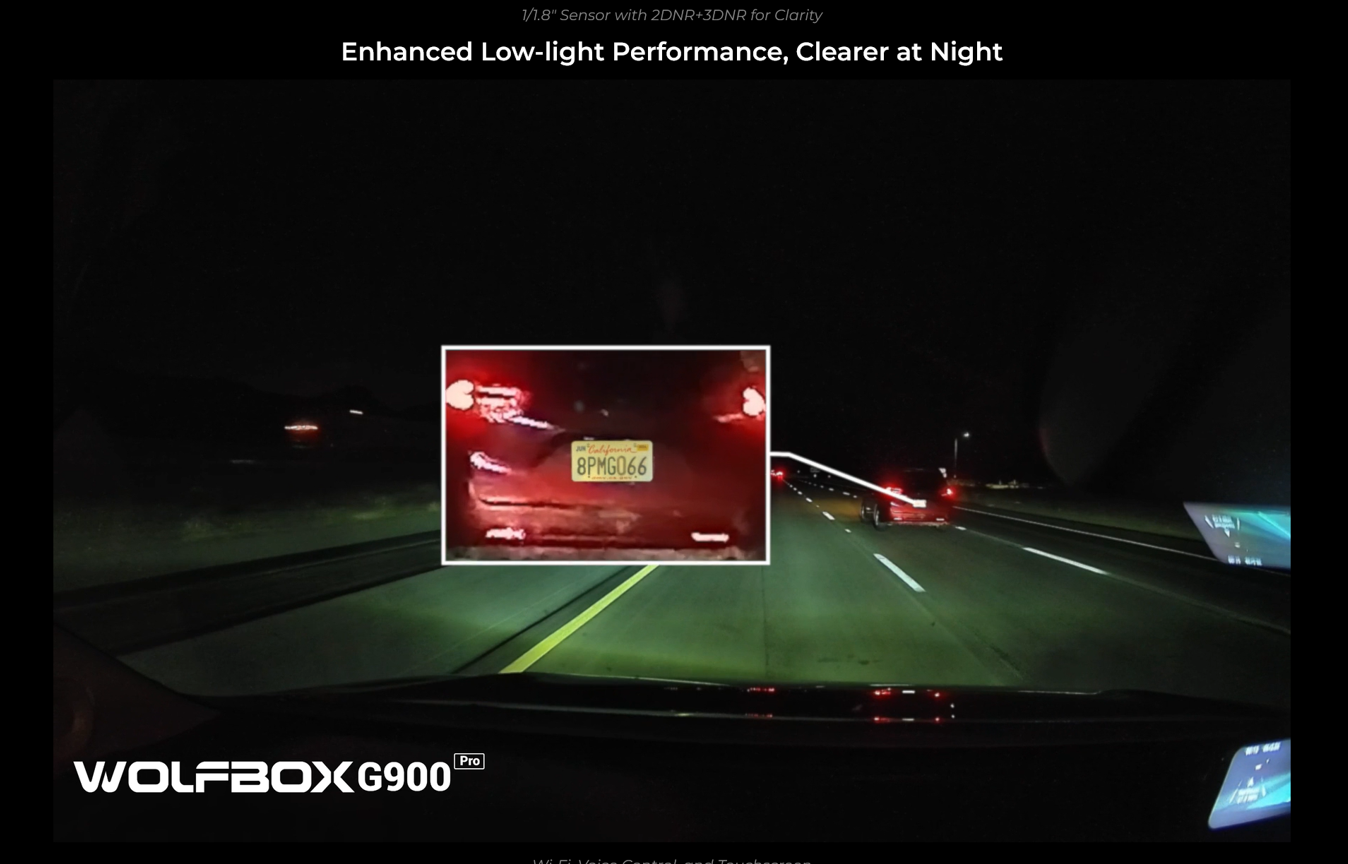 WOLFBOX G900Pro 12MP WiFi Touch Screen Rear View Mirror Dash Cam Smart Mirror