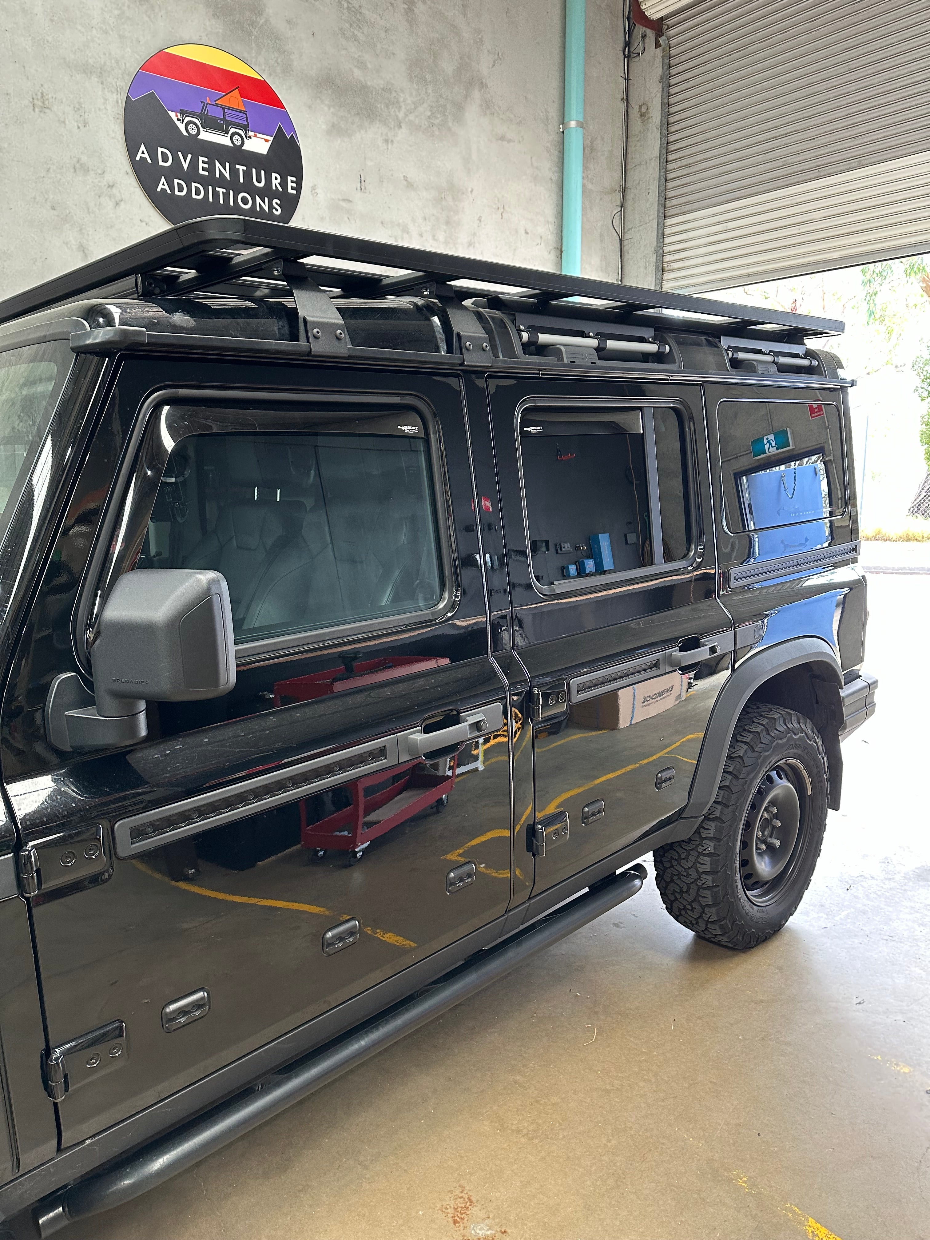 Factory Full Length Rhino Rack conversion kit by GrenX. Low Profile Roof rack Backbone Ineos Grenadier