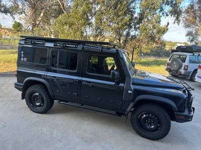 Factory Full Length Rhino Rack conversion kit by GrenX. Low Profile Roof rack Backbone Ineos Grenadier