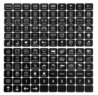 GrenX 4WD Switch Stickers Black Touch Panel Decals for INEOS Grenadier 4x4 Auxiliary Switch Labels