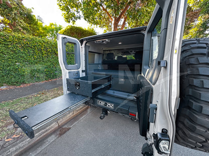 GrenX drawer system with integrated fridge & double bed platform Ineos Grenadier