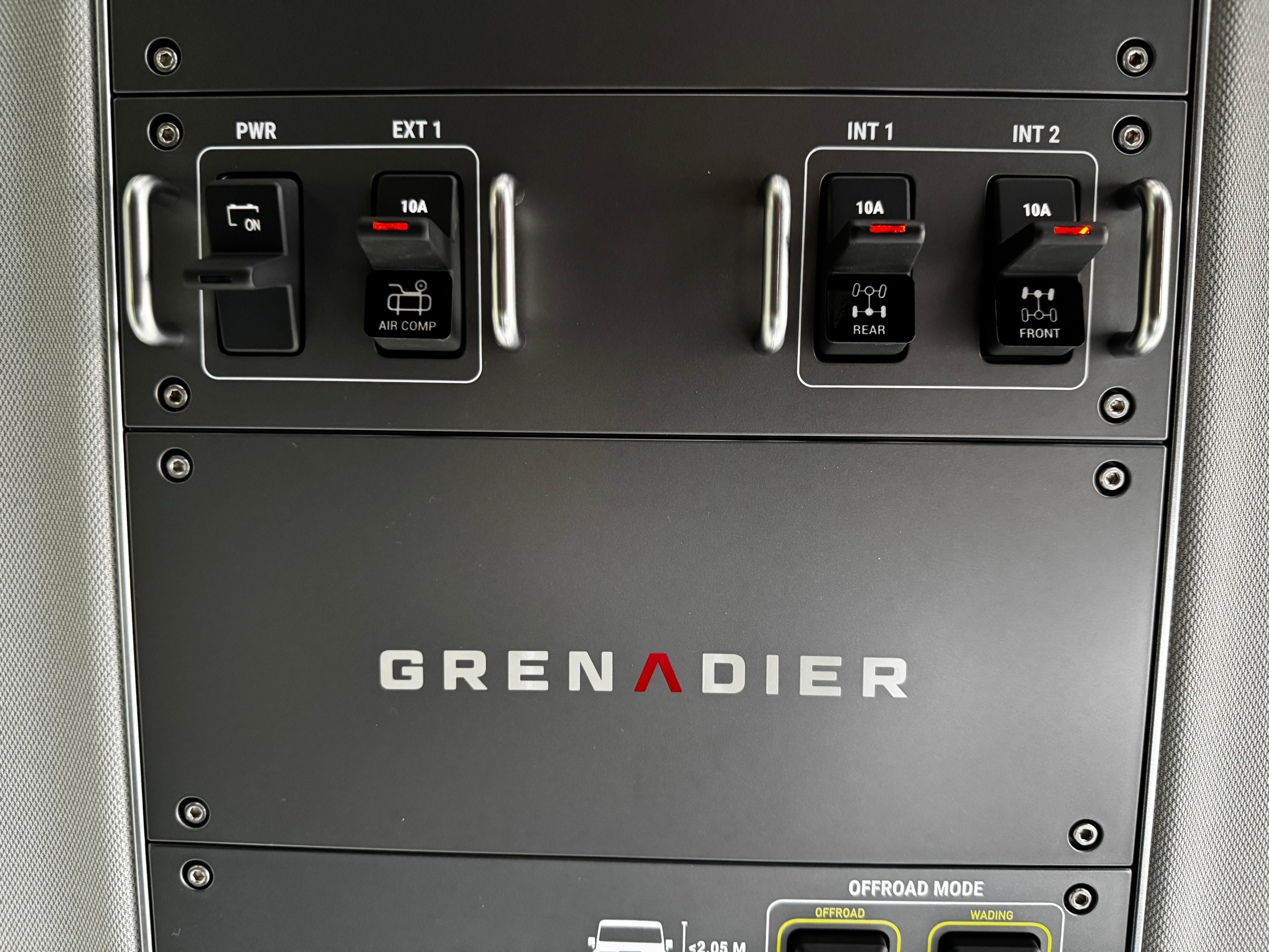 GrenX 4WD Switch Stickers Black Touch Panel Decals for INEOS Grenadier 4x4 Auxiliary Switch Labels