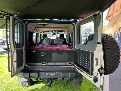 GrenX drawer system with integrated fridge & double bed platform Ineos Grenadier