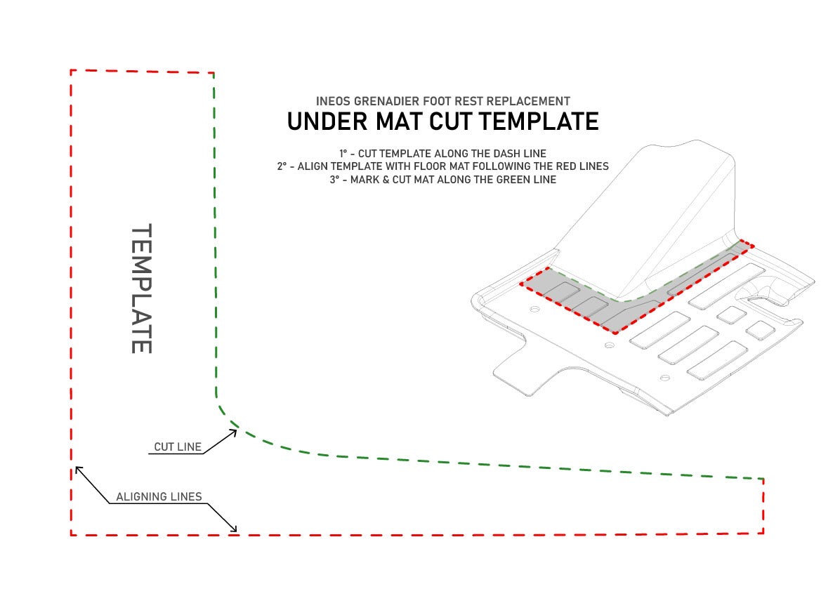 GrenX RHD Drivers Footrest Mod Kit Replacement Ineos Grenadier Floor Matt Hump Delete