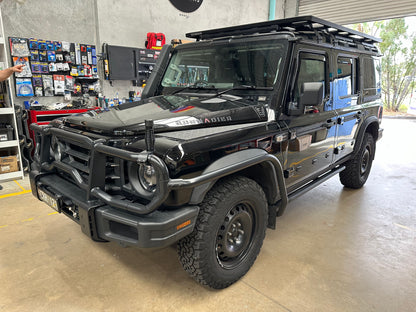 Factory Full Length Rhino Rack conversion kit by GrenX. Low Profile Roof rack Backbone Ineos Grenadier