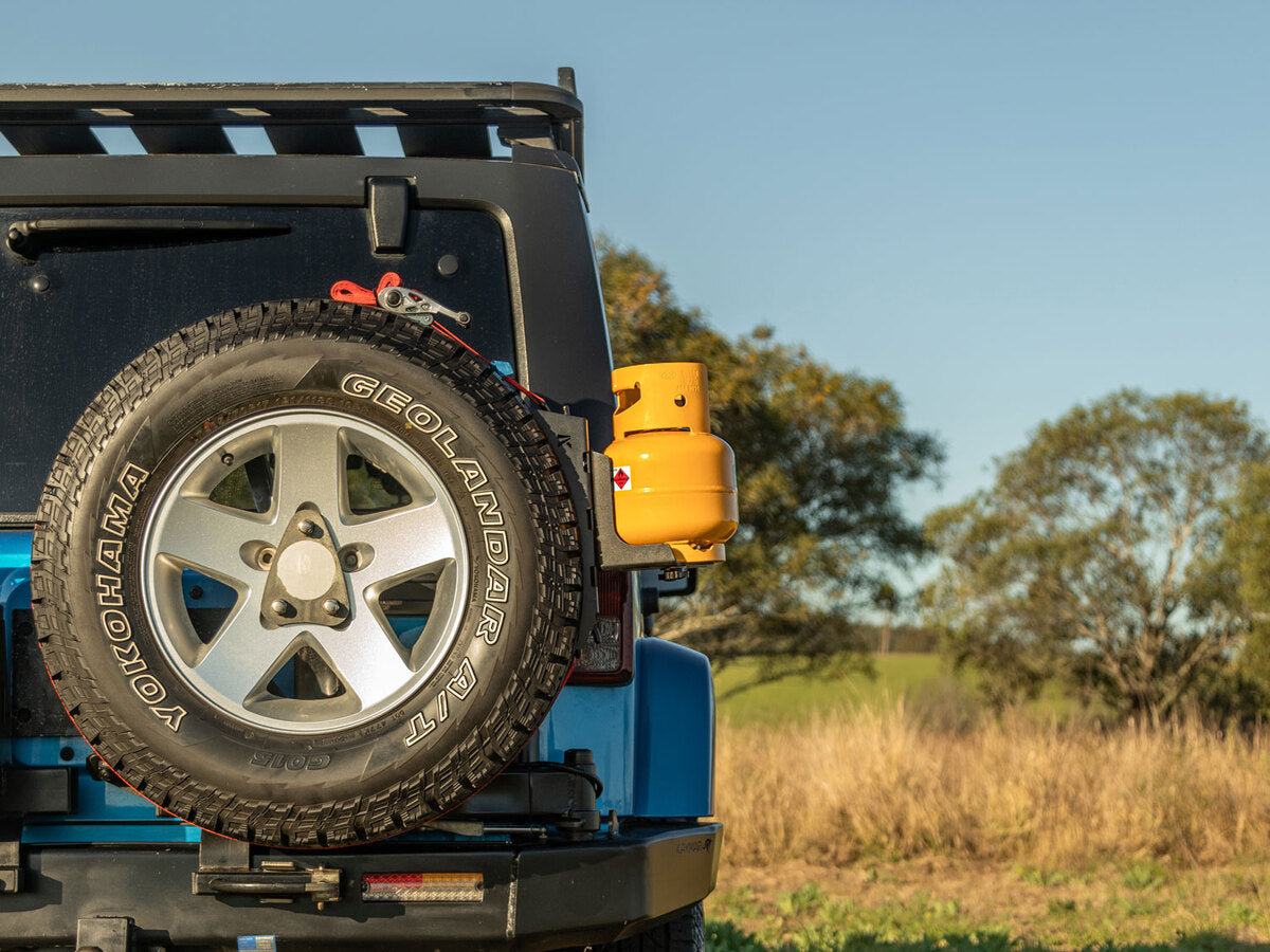 Out-Back Gas Bottle Mount and Spare Tyre Mount