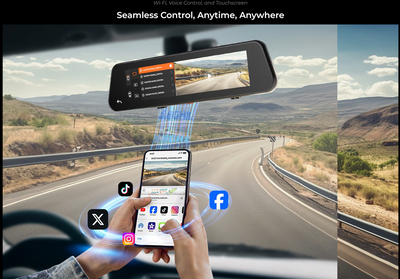 WOLFBOX G900Pro 12MP WiFi Touch Screen Rear View Mirror Dash Cam Smart Mirror