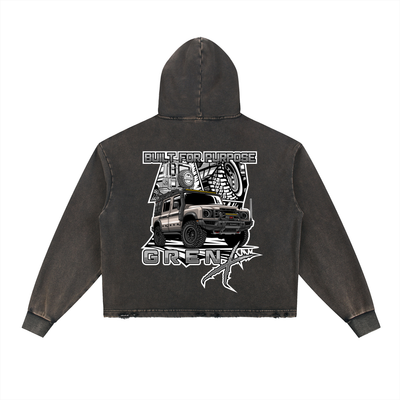 Vintage Washed Frayed-Hem Hoodie
