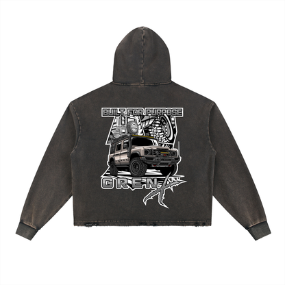 Vintage Washed Frayed-Hem Hoodie